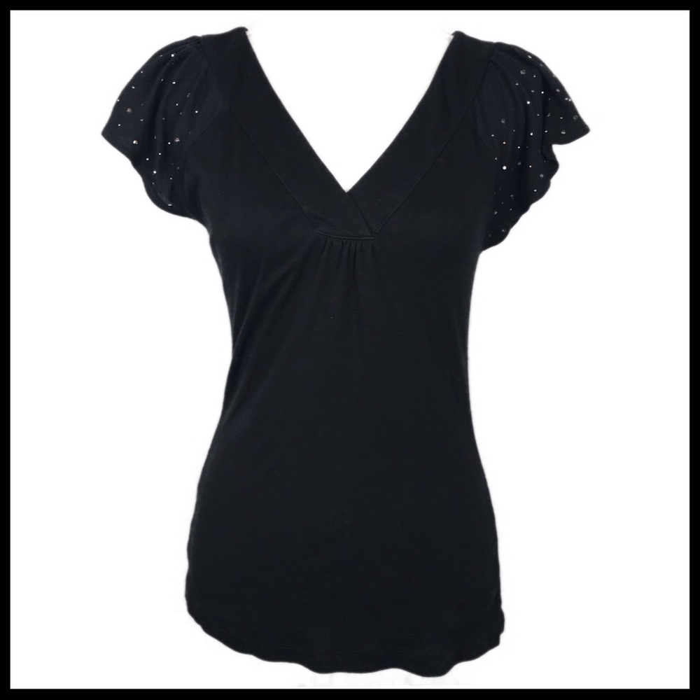 Express▪️Rhinestone Flutter Sleeve Top
